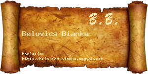 Belovics Bianka névjegykártya